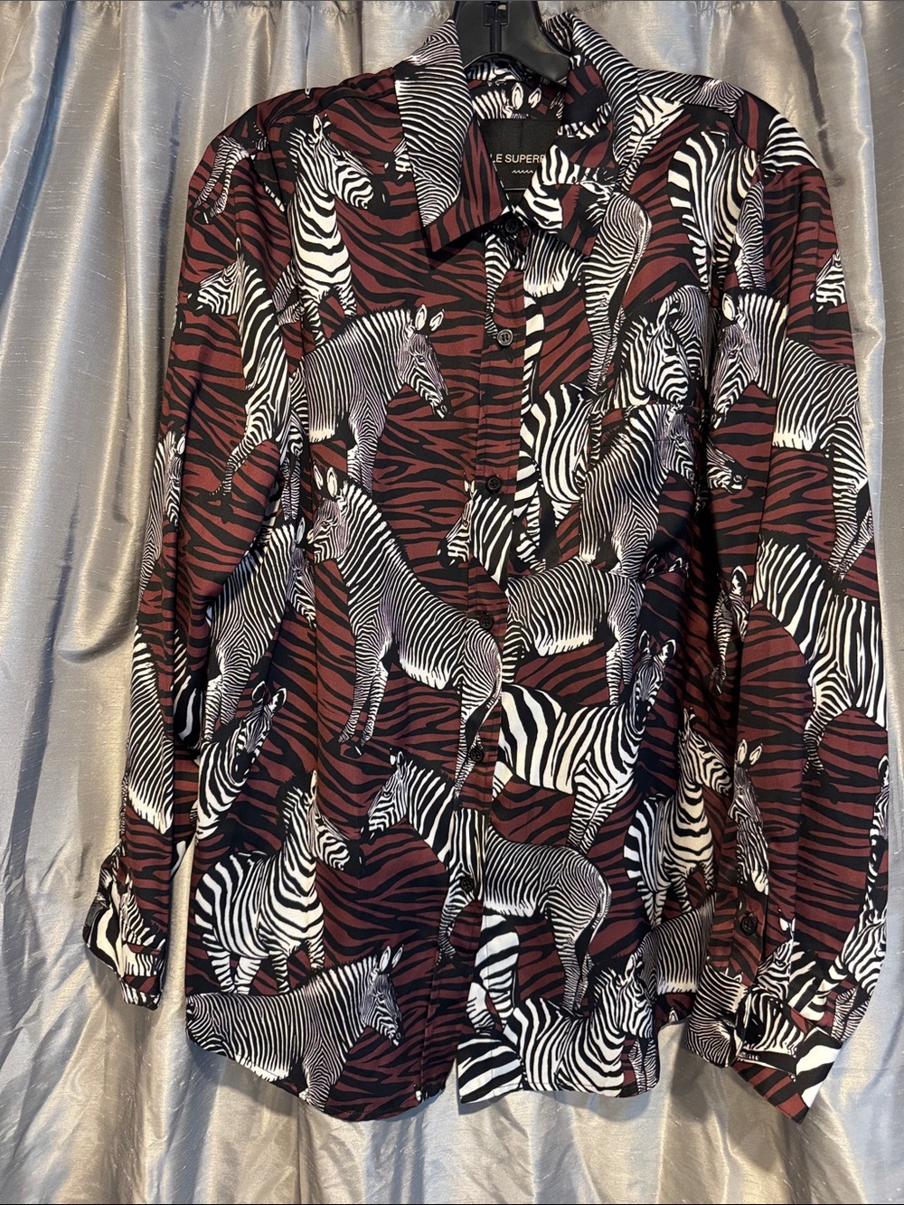 Le Superbe Zebra Posse ExBoyfriend Button Down size 6 NWT